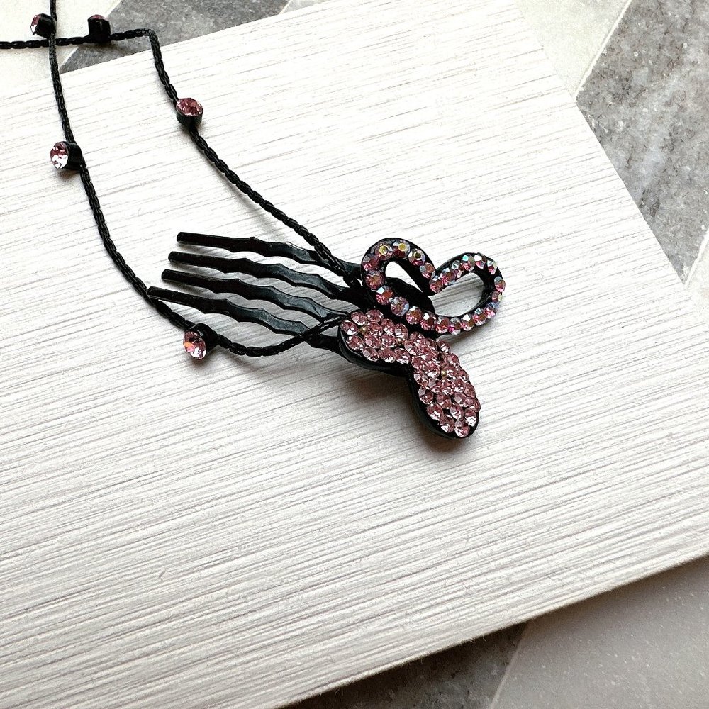 Pink Crystal Butterfly Hair Comb